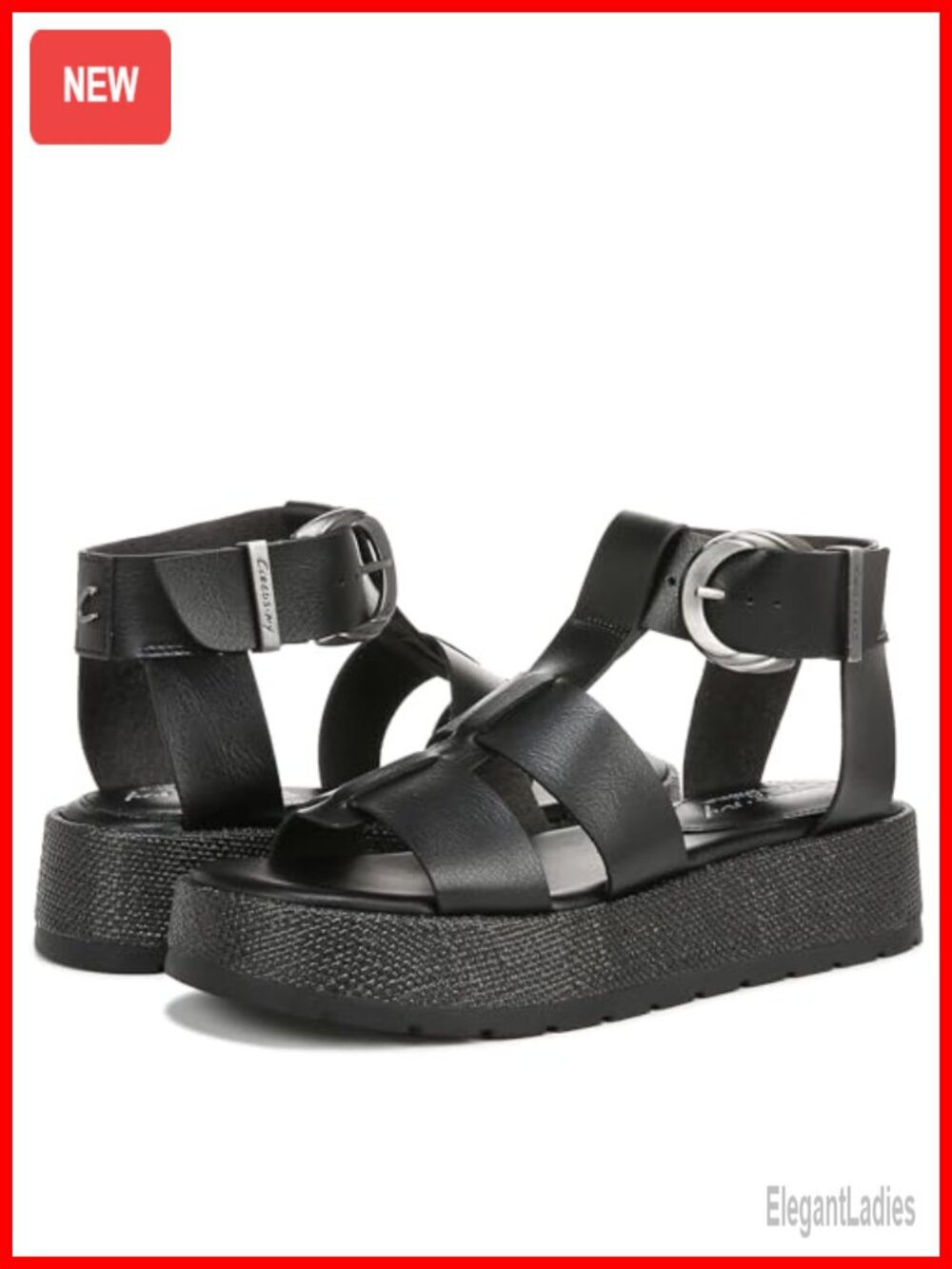 Women's Gladiator Flatform Sandals PU Fabric Ankle Strap Buckle